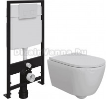 Комплект Унитаз подвесной DIWO Коломна 0700 + Система инсталляции для унитазов EWRIKA ProLT 0026-2020 с кнопкой смыва 0042 белой