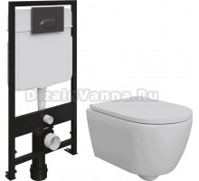 Комплект Унитаз подвесной DIWO Коломна 0700 + Система инсталляции для унитазов EWRIKA ProLT 0026-2020 с кнопкой смыва 0054 черной матовой