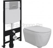 Комплект Унитаз подвесной DIWO Коломна 0700 + Система инсталляции для унитазов EWRIKA ProLT 0026-2020 с кнопкой смыва 0051 хром