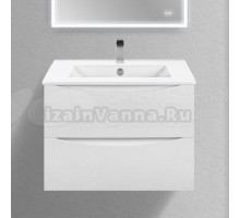 Тумба с раковиной Vincea Mia Slim 70, 2 ящика, белая глянцевая