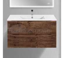 Тумба с раковиной Vincea Mia Slim 90, 2 ящика, темное дерево