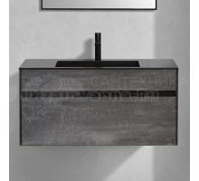 Тумба с раковиной Vincea Chiara 100, камень, с черной раковиной