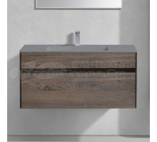 Тумба с раковиной Vincea Chiara 100, темный дуб, с серой раковиной