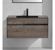 Тумба с раковиной Vincea Chiara 100, темный дуб, с черной раковиной