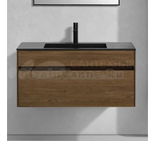 Тумба с раковиной Vincea Chiara 100, дуб табак, с черной раковиной