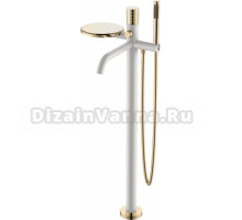 Напольный смеситель для ванны с душем Boheme Stick 129-WG white diamond gold