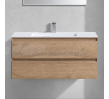 Тумба с раковиной Vincea Luka 100, 2 ящика, натуральный дуб, с белой раковиной