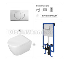 Комплект Унитаз подвесной STWORKI Ларвик 5512 безободковый с микролифтом + Система инсталляции для унитазов STWORKI 510162 с кнопкой смыва 230822 хром глянцевый
