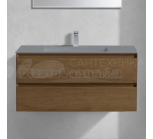 Тумба с раковиной Vincea Luka 100, 2 ящика, дуб табак, с серой раковиной