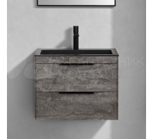 Тумба с раковиной Vincea Chiara 2D 60, 2 ящика, камень, с черной раковиной