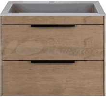 Тумба с раковиной Vincea Chiara 2D 60, 2 ящика, натуральный дуб, с серой раковиной