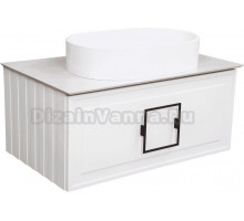 Тумба с раковиной La Fenice Cubo 80, подвесная, белая, белая столешница, матовая раковина