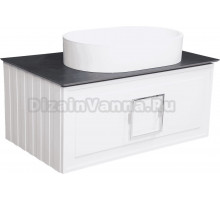 Тумба с раковиной La Fenice Cubo 80, подвесная, белая, черная столешница, матовая раковина