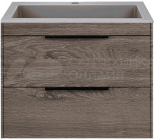 Тумба с раковиной Vincea Chiara 2D 60, 2 ящика, темный дуб, с серой раковиной