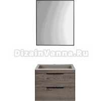 Мебель для ванной Vincea Chiara 2D 60, 2 ящика, темный дуб, с серой раковиной