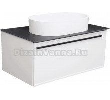 Тумба с раковиной La Fenice Elba 80, белая, черная столешница, матовая раковина