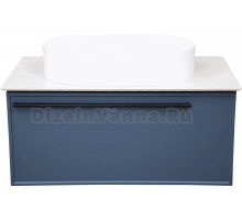 Тумба с раковиной La Fenice Elba 80, синяя, белая столешница, матовая раковина