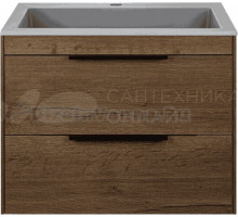 Тумба с раковиной Vincea Chiara 2D 60, 2 ящика, дуб табак, с серой раковиной