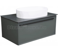 Тумба с раковиной La Fenice Elba 80, серая, черная столешница, матовая раковина