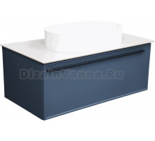 Тумба с раковиной La Fenice Elba 90, синяя, белая столешница, матовая раковина