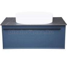 Тумба с раковиной La Fenice Elba 90, синяя, черная столешница, матовая раковина