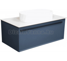Тумба с раковиной La Fenice Elba 100, синяя, белая столешница, матовая раковина