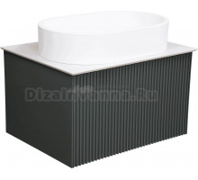 Тумба с раковиной La Fenice Terra 60 серая, белая столешница, матовая раковина