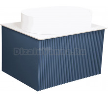 Тумба с раковиной La Fenice Terra 60 синяя, белая столешница, матовая раковина