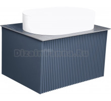 Тумба с раковиной La Fenice Terra 60 синяя, черная столешница, матовая раковина