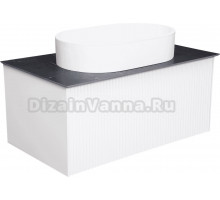 Тумба с раковиной La Fenice Terra 80 белая, черная столешница, матовая раковина