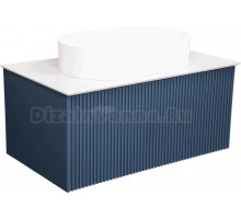 Тумба с раковиной La Fenice Terra 80 синяя, белая столешница, матовая раковина