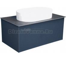 Тумба с раковиной La Fenice Terra 80 синяя, черная столешница, матовая раковина