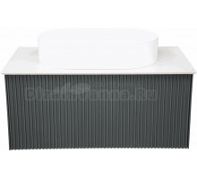 Тумба с раковиной La Fenice Terra 80 серая, белая столешница, матовая раковина