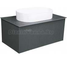 Тумба с раковиной La Fenice Terra 80 серая, черная столешница, матовая раковина