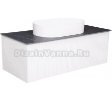 Тумба с раковиной La Fenice Terra 100 белая, черная столешница, матовая раковина