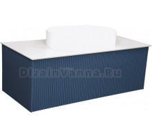 Тумба с раковиной La Fenice Terra 100 синяя, белая столешница, матовая раковина