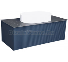 Тумба с раковиной La Fenice Terra 100 синяя, черная столешница, матовая раковина