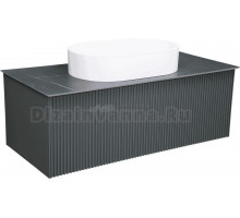 Тумба с раковиной La Fenice Terra 100 серая, черная столешница, матовая раковина