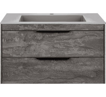 Тумба с раковиной Vincea Chiara 2D 80, 2 ящика, камень, с серой раковиной