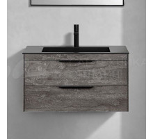 Тумба с раковиной Vincea Chiara 2D 80, 2 ящика, камень, с черной раковиной