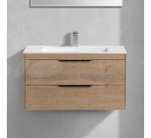 Тумба с раковиной Vincea Chiara 2D 80, 2 ящика, натуральный дуб, с белой раковиной