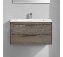 Тумба с раковиной Vincea Chiara 2D 80, 2 ящика, темный дуб, с белой раковиной