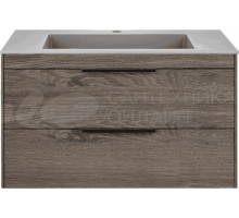 Тумба с раковиной Vincea Chiara 2D 80, 2 ящика, темный дуб, с серой раковиной