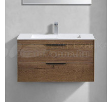 Тумба с раковиной Vincea Chiara 2D 80, 2 ящика, дуб табак, с белой раковиной