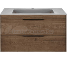 Тумба с раковиной Vincea Chiara 2D 80, 2 ящика, дуб табак, с серой раковиной