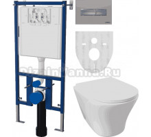 Комплект Унитаз подвесной DIWO Самара 11337-1-2 11Z-IG11 безободковый, с микролифтом + Система инсталляции для унитазов DIWO 4501 + Кнопка смыва DIWO 7321 хром матовый D