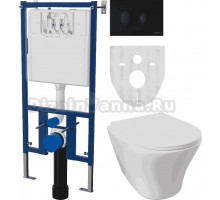 Комплект Унитаз подвесной DIWO Самара 11337-1-2 11Z-IG11 безободковый, с микролифтом + Система инсталляции для унитазов DIWO 4501 + Кнопка смыва DIWO 7313 черная матовая D