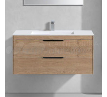 Тумба с раковиной Vincea Chiara 2D 100, 2 ящика, натуральный дуб, с белой раковиной