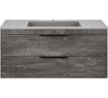 Тумба с раковиной Vincea Chiara 2D 100, 2 ящика, камень, с серой раковиной