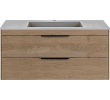 Тумба с раковиной Vincea Chiara 2D 100, 2 ящика, натуральный дуб, с серой раковиной